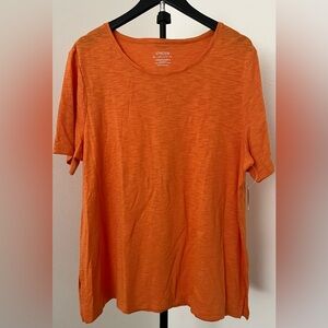 NWT Chico’s Orange Short Sleeve Tee – Button Detail/Soft Slub Knit (Sz XL)